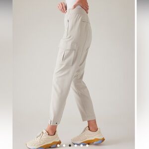 Athleta Cream Endless Cargo High Rise Jogger Pants